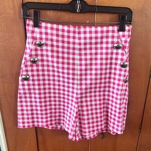 Zara Pink and White Checkered Shorts